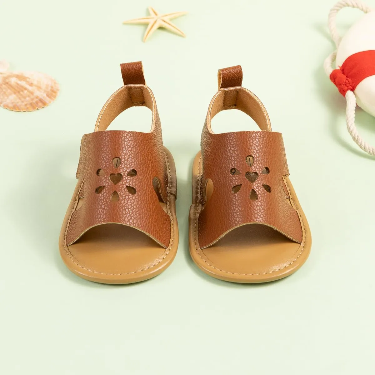 Sawimlgy Baby Girls Boys Sandals Summer Flowers Shoe Rubber Sole PU Leather Mesh Infant Toddler First Walkers Princess Dress Outdoor Shoes