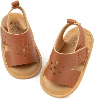 Sawimlgy Baby Girls Boys Sandals Summer Flowers Shoe Rubber Sole PU Leather Mesh Infant Toddler First Walkers Princess Dress Outdoor Shoes