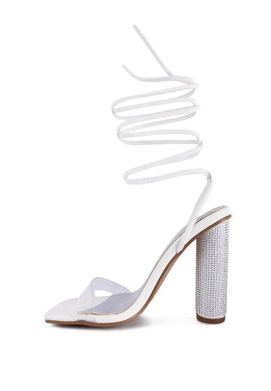 SCANSTA LACE UP DIAMANTE HIGH HEEL SANDAL