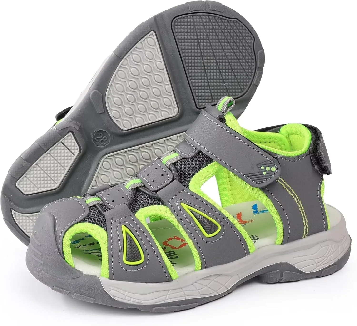seannel Kids Athletic Sandals Boys and Girls Outdoor Hiking Sports Closed-Toe Sandal Pool Beach Shoes Summer Water shoes