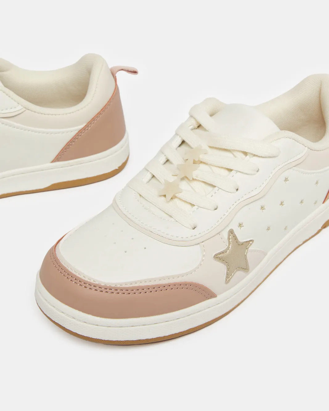 Senior Girls Beige Embellished Sneaker