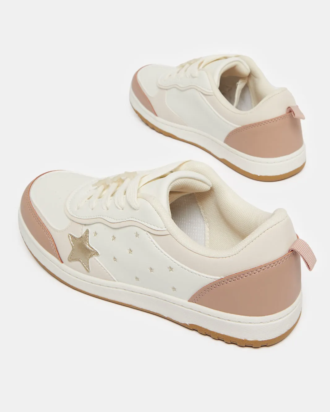 Senior Girls Beige Embellished Sneaker