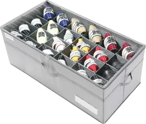 Shoe Organizer for Closet, Fits 24 Pairs, Large Shoe Box Storage Containers, Clear Foldable Shoe Storage Bins w/Bottom Support, Space Saving Closet Shoes Holder w/Reinforced Handles, Gray