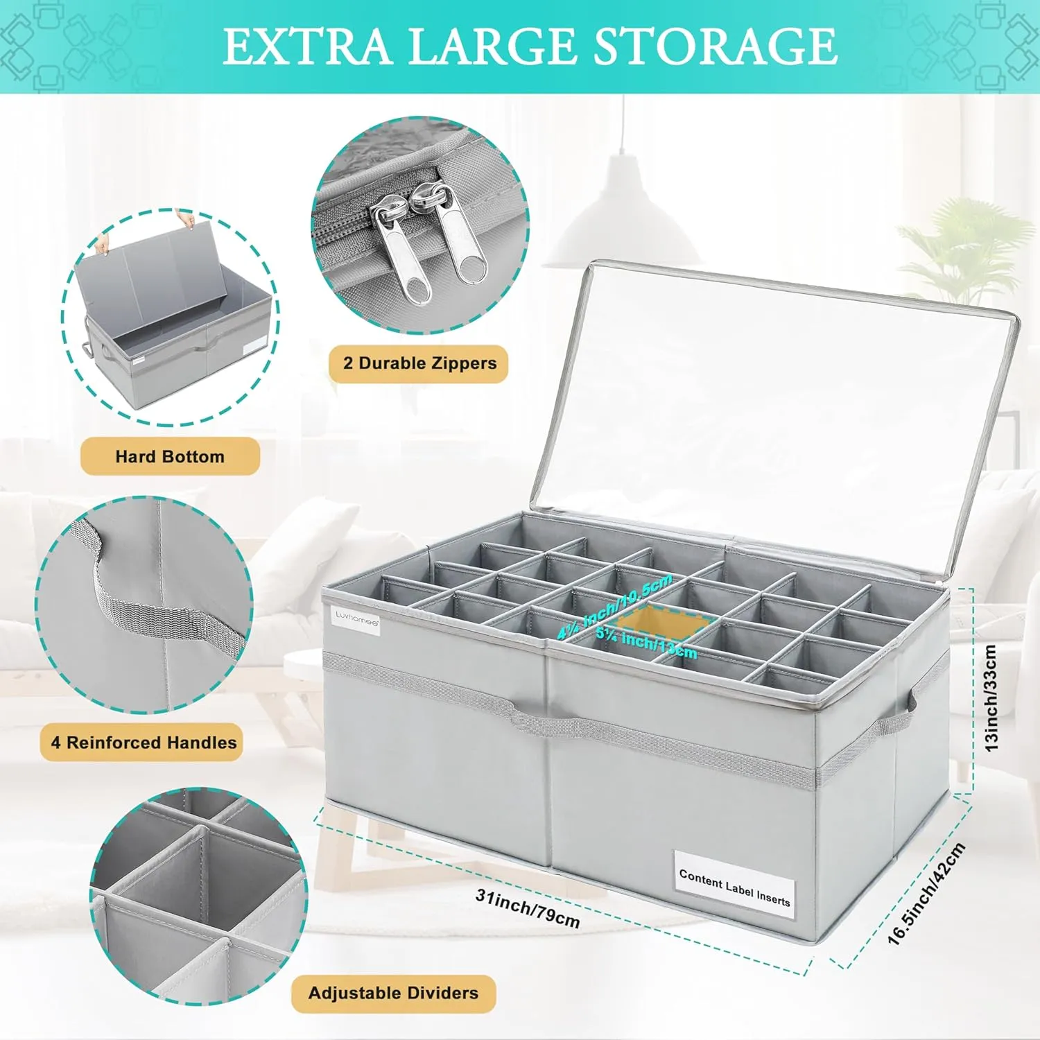 Shoe Organizer for Closet, Fits 24 Pairs, Large Shoe Box Storage Containers, Clear Foldable Shoe Storage Bins w/Bottom Support, Space Saving Closet Shoes Holder w/Reinforced Handles, Gray