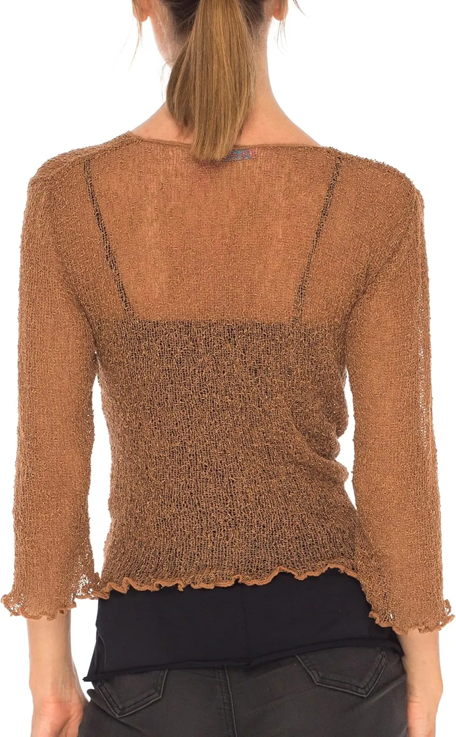 SHU-SHI Sheer Cardigans For Women Summer Knit Shrug Lightweight For Dresses Tie Top Open Front