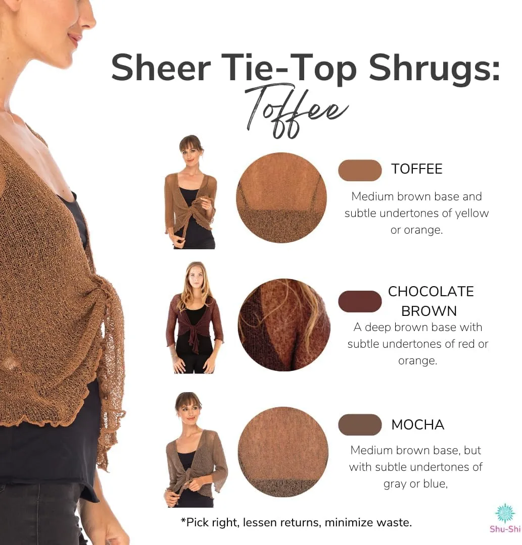 SHU-SHI Sheer Cardigans For Women Summer Knit Shrug Lightweight For Dresses Tie Top Open Front