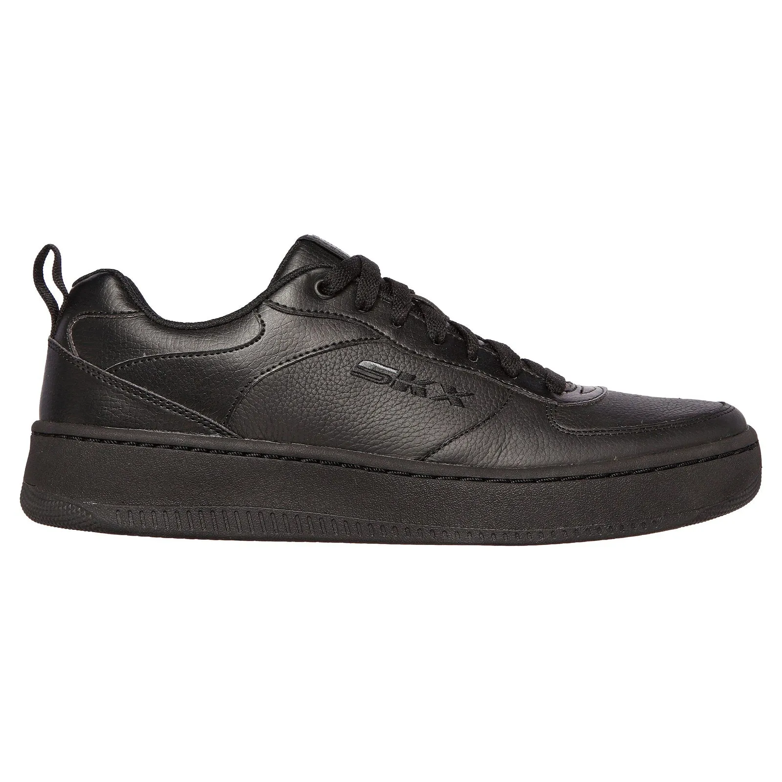 Skechers Mens Sport Court 92 Black Leather Classic Lace Up Trainer Shoes