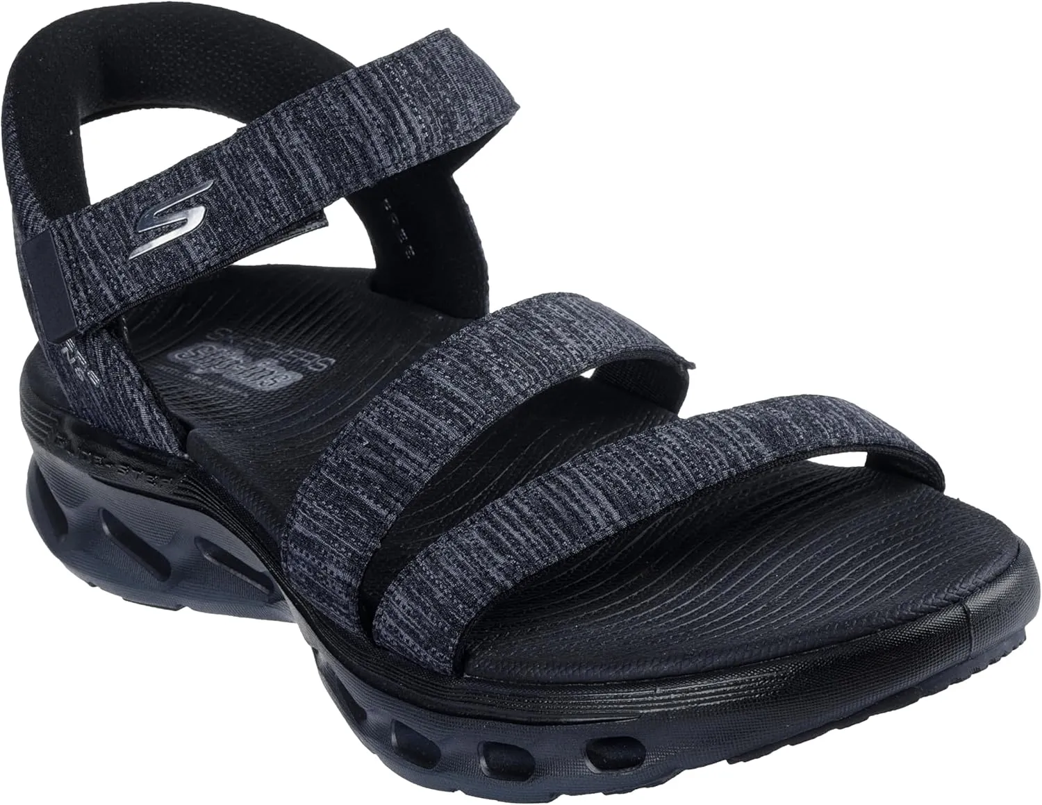 Skechers Women's Quarter Strap Fisherman Sandal, Black/Grey, 11
