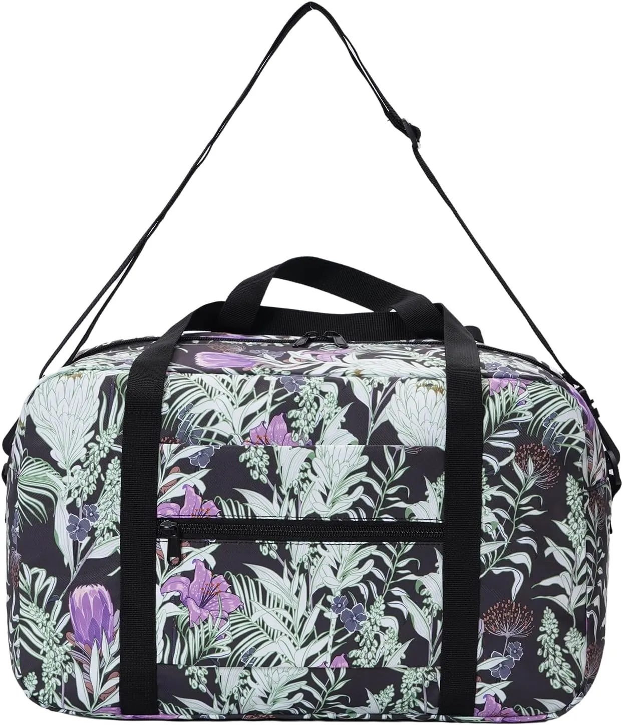 Small Cabin Bag 40x20x25 for Ryanair Airlines Foldable Underseat Travel Bag with Shoulder Strap Lightweight Weekender Duffel Holdall Hand Luggage Bag 20L (Floral Purple)