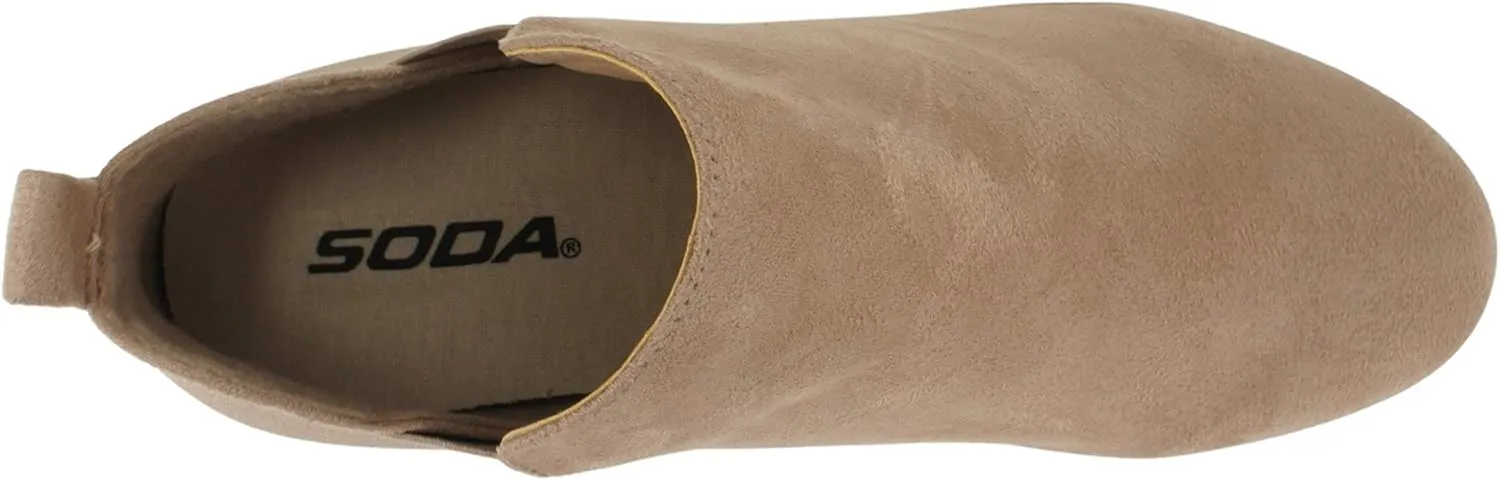 Soda Diana ~ Slip On Hidden Wedge Ankle Boot Fashion Sneaker with Elastic Gore Insets