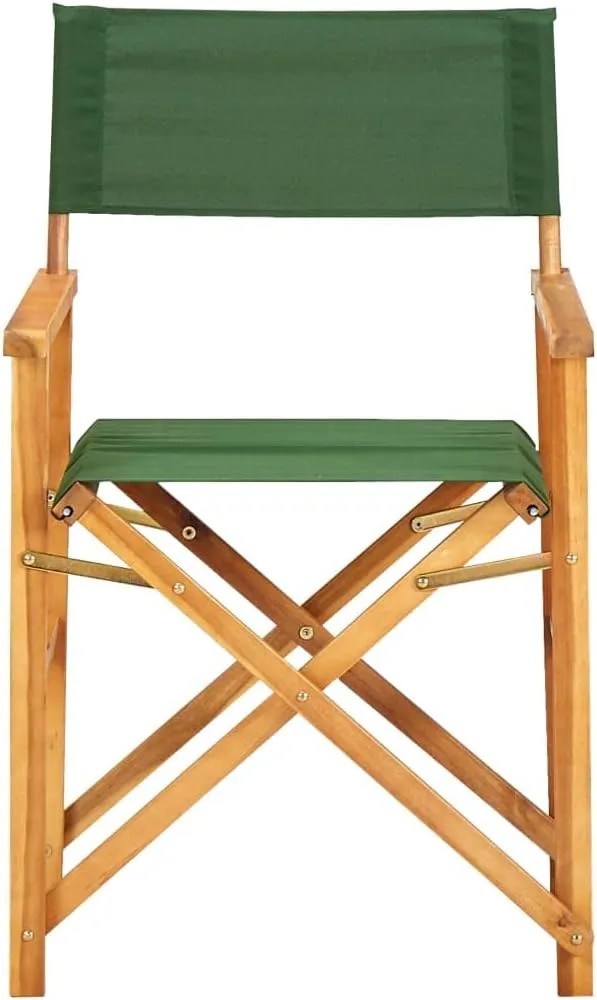 Solid Acacia Wood Folding Director's Chairs 2 Pack Green Outdoor Patio Furniture for Camping Beach Poolside Foldable Lounge Chairs
