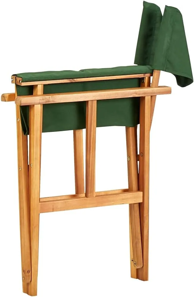 Solid Acacia Wood Folding Director's Chairs 2 Pack Green Outdoor Patio Furniture for Camping Beach Poolside Foldable Lounge Chairs