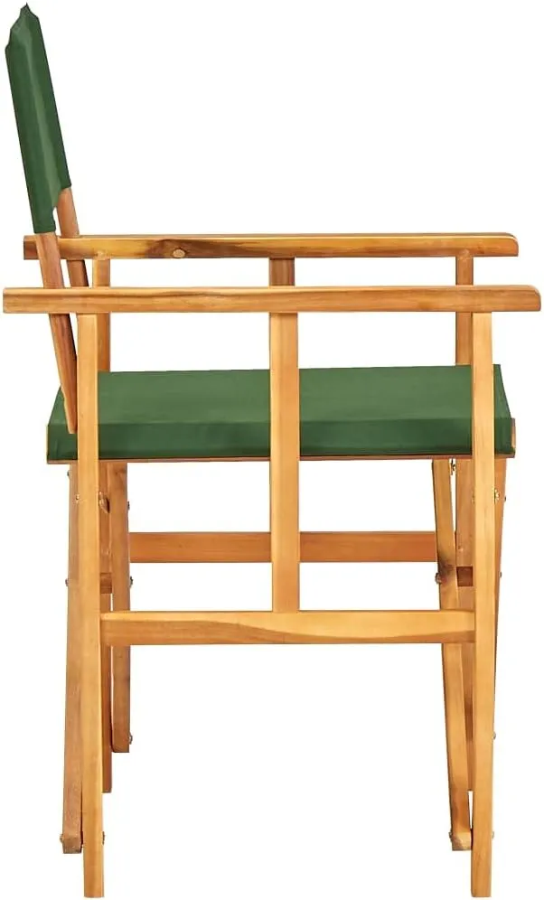 Solid Acacia Wood Folding Director's Chairs 2 Pack Green Outdoor Patio Furniture for Camping Beach Poolside Foldable Lounge Chairs