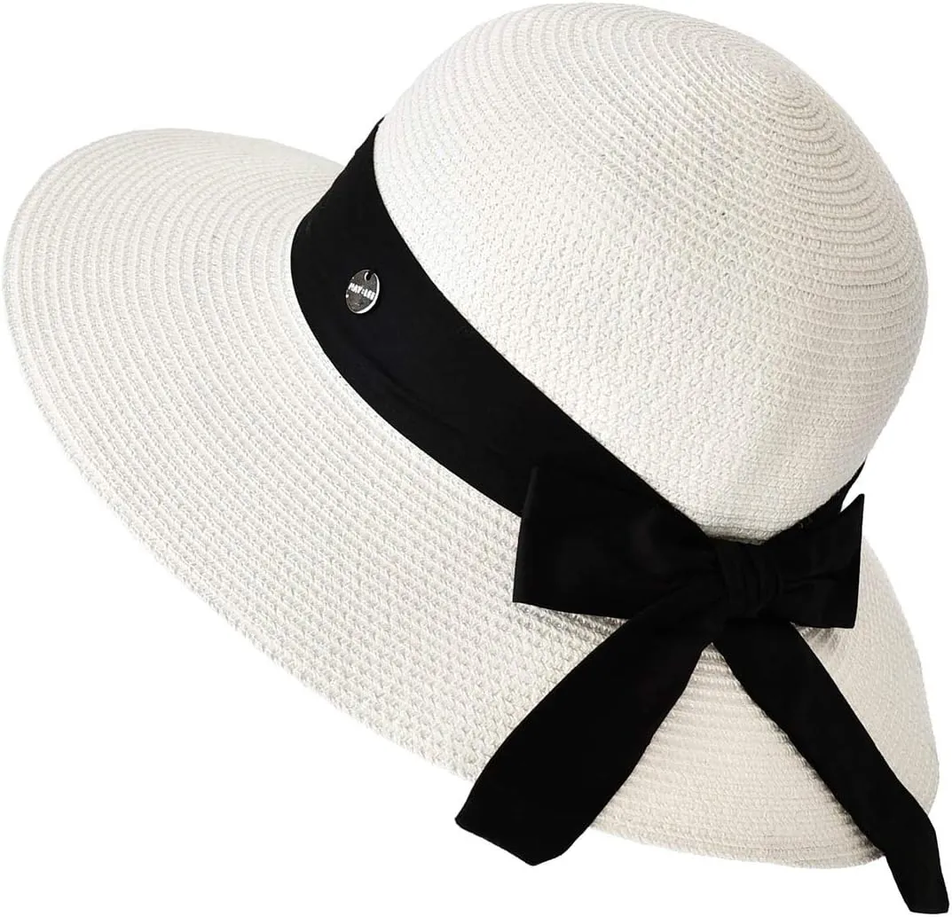 SOMALER Womens Straw Sun Hats Wide Brim Foldable Beach Hats UV UPF 50  Summer Sun Travel Hat for Women