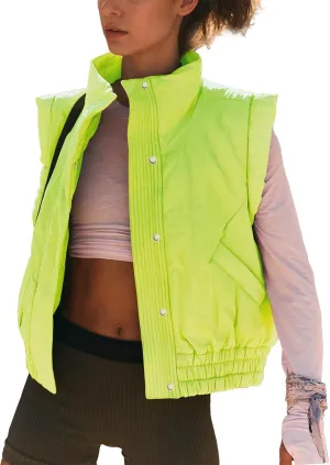 Songling Womens Cropped Puffer Vest High Neck Lightweight Mujer Quilted Puffy Vests Fall Jacket 2024 with Pockets