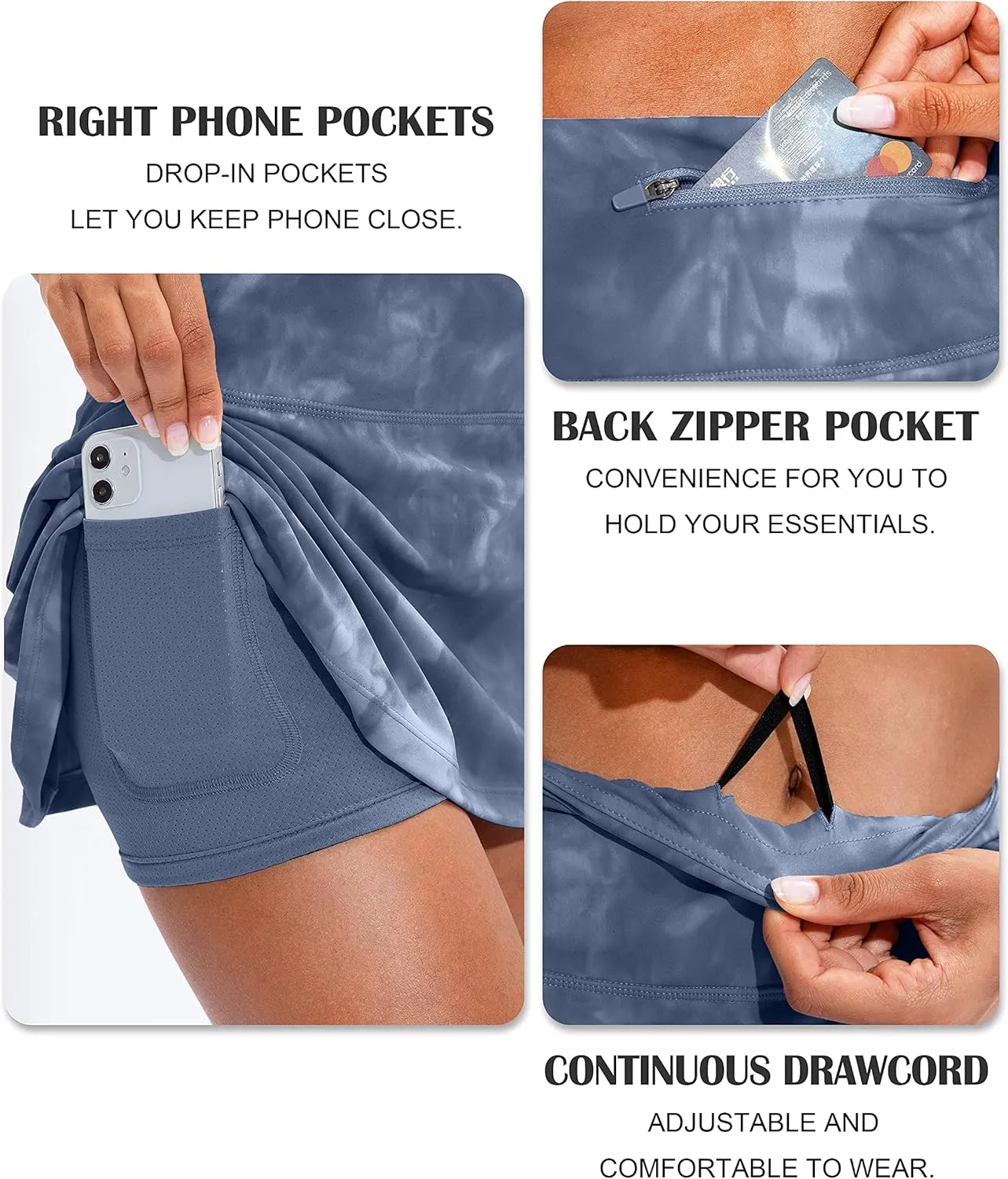 Soothfeel Pleated Tennis Skirt for Women with Pockets Women's High Waisted Athletic Golf Skorts Skirts for Workout Running