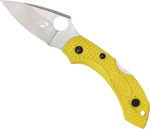 Spyderco Dragonfly 2 Lightweight Salt Knife with 2.28" H-2 Steel Blade and High-Strength Yellow FRN Handle - PlainEdge - C28PYL2