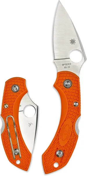 Spyderco Dragonfly 2 Lightweight Signature Knife with 2.3" VG-10 Steel Blade and High-Strength Orange FRN Handle - PlainEdge - C28POR2