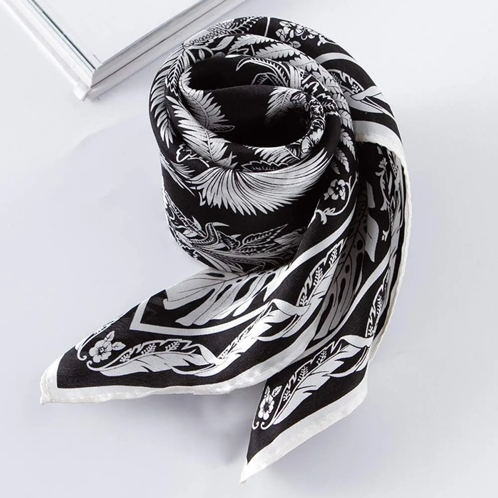 Square 100% Silk Scarves - 21" x 21" - Digital Printed Neckerchief Lightweight Scarf（4 Colors Available）
