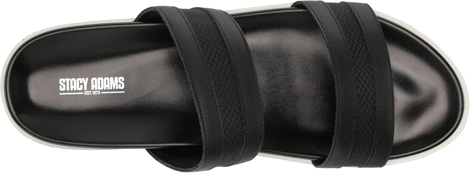 STACY ADAMS Men's Metro Double Strap Slide Sandal Flat