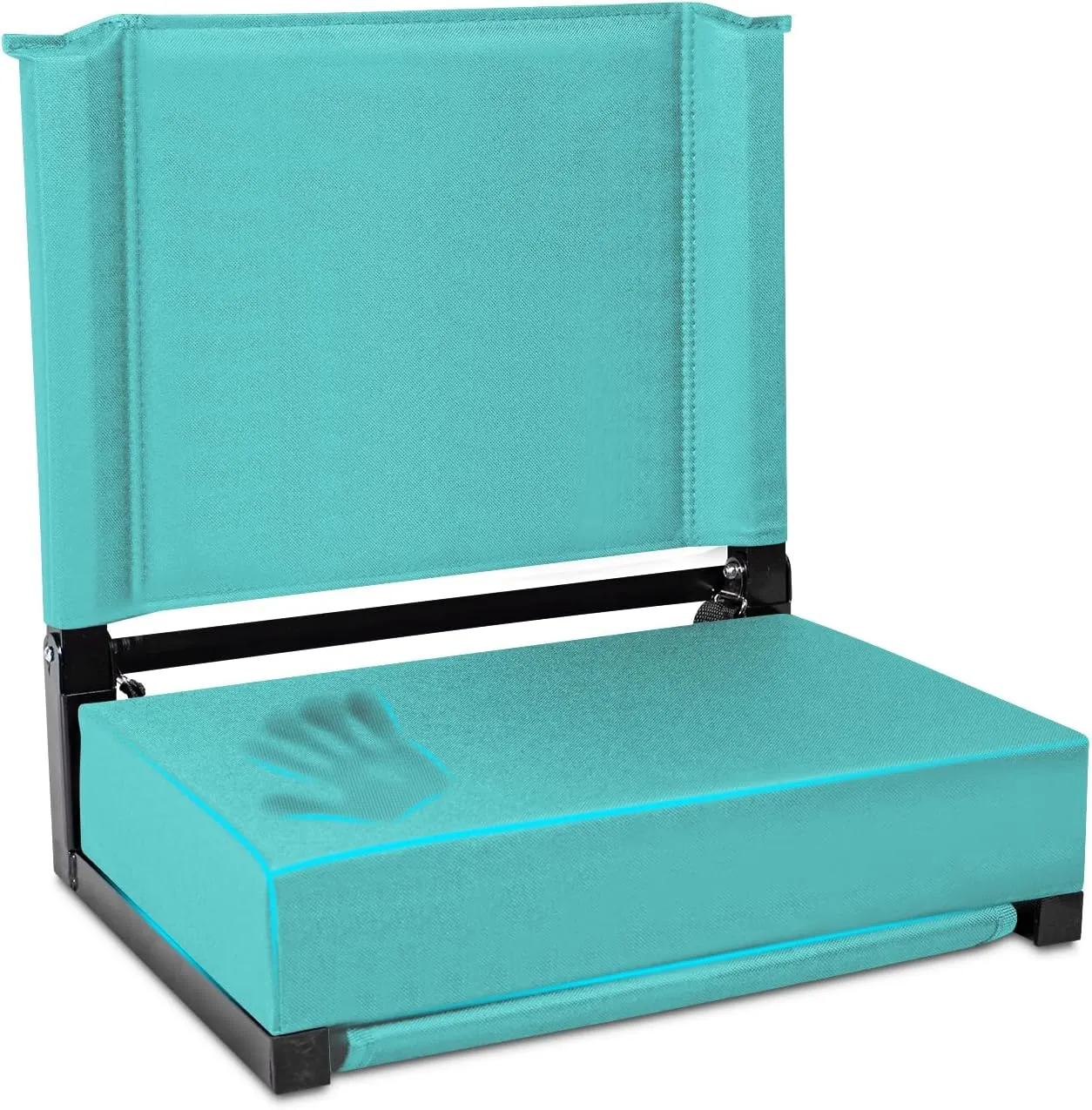 Stadium Seats Bleacher Seats with Backs and Cushion Stadium seat Bleacher Chairs Bleacher chairs with back and cushion Soccer Football Hockey Baseball Gifts Hockey Mom Football (Turquoise, Standard)