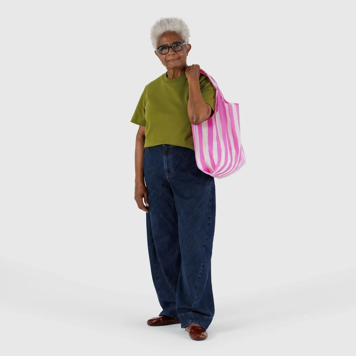 Standard Reusable Tote: Pink Painted Stripe