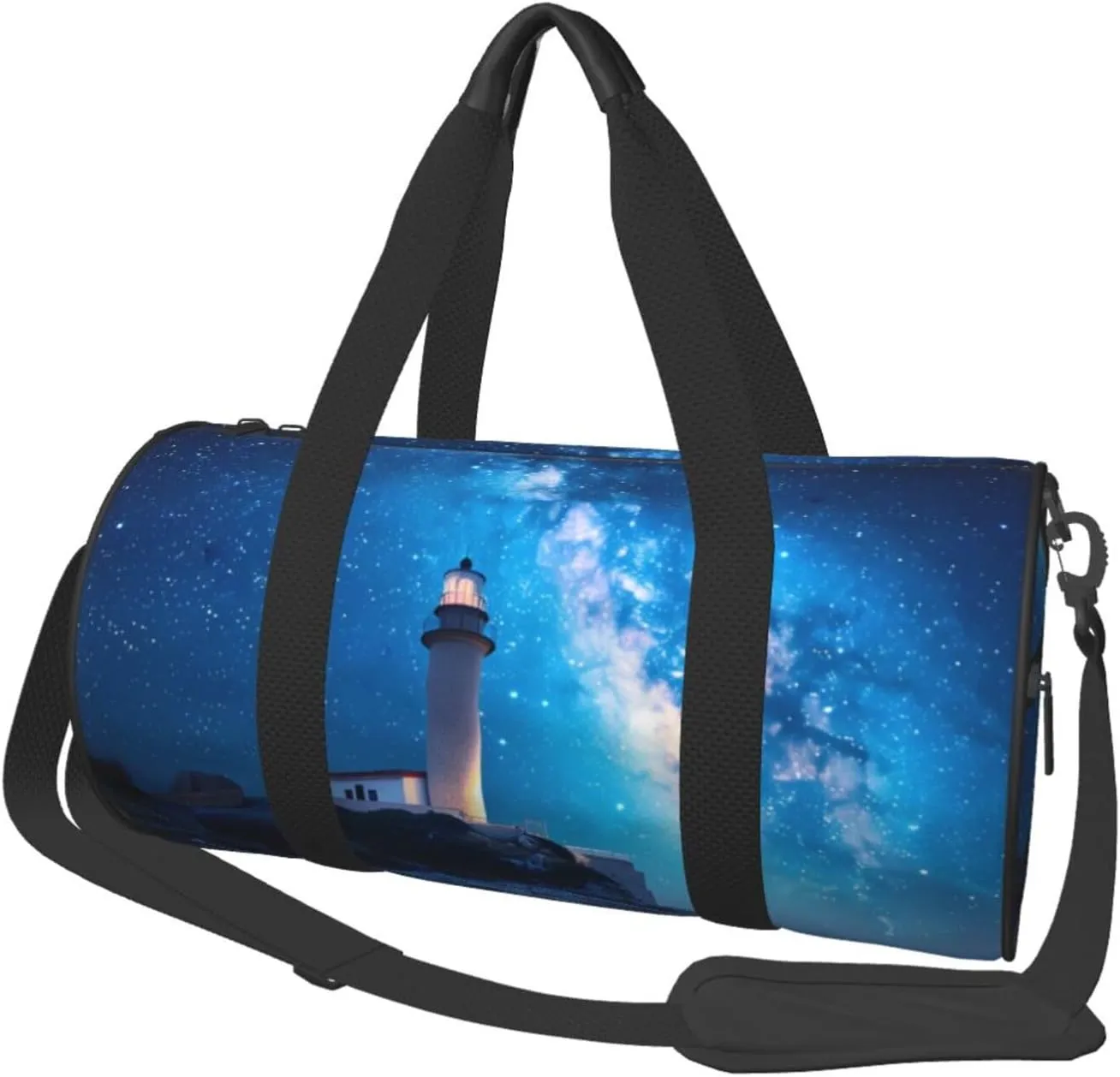 Starry Sky Beach Lighthouse Travel Bag for Women & Men, Large Capacity Duffle Bag with Detachable Shoulder Strap, Waterproof Overnight Weekender Bag for Gym Business Vacation Short Trips