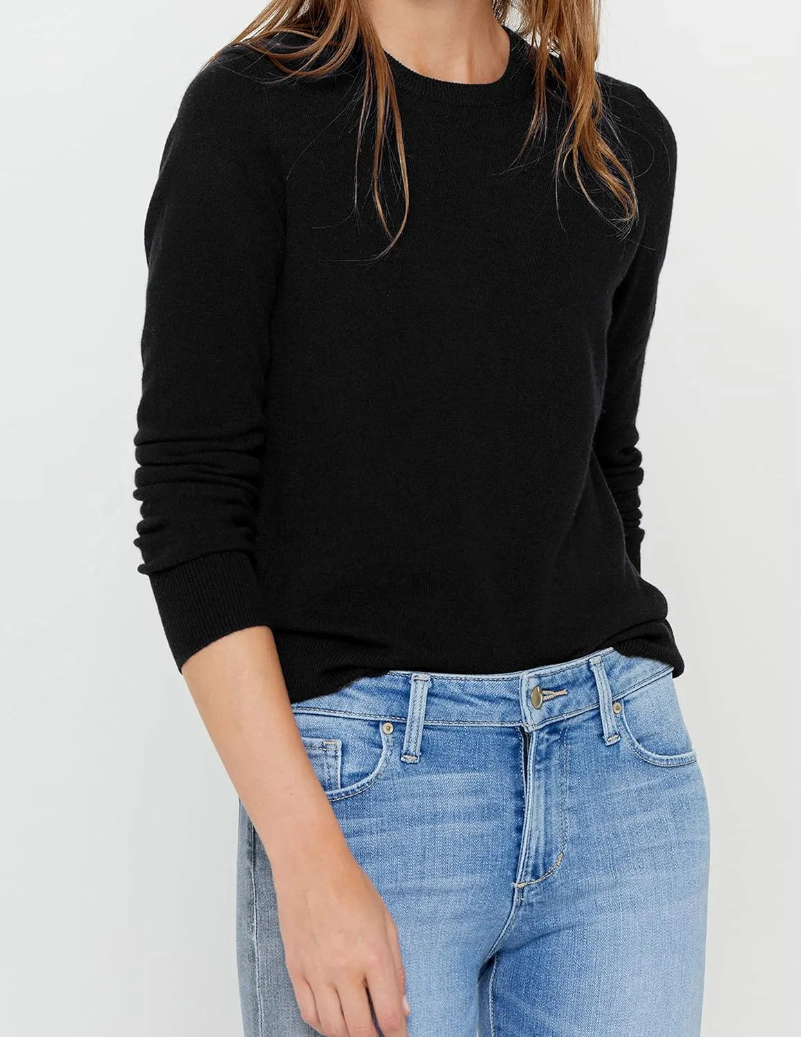 State Cashmere Women’s Essential Crewneck Sweater 100% Pure Cashmere Classic Long Sleeve Pullover