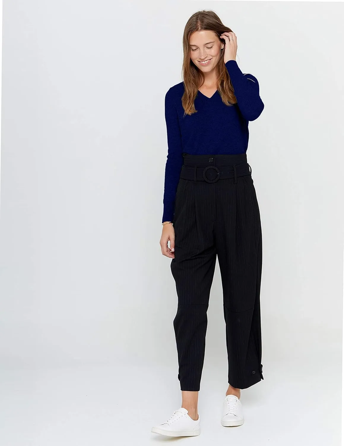 State Cashmere Women’s Essential V-Neck Sweater 100% Pure Cashmere Classic Long Sleeve Pullover