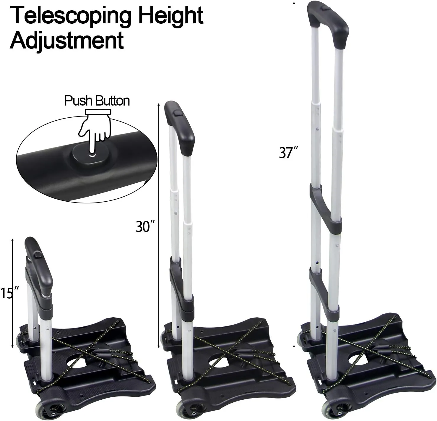 Sutekus Folding Hand Truck and Dolly 110-lbs Lightweight Portable Luggage Cart for School Travel Office Moving (Black)