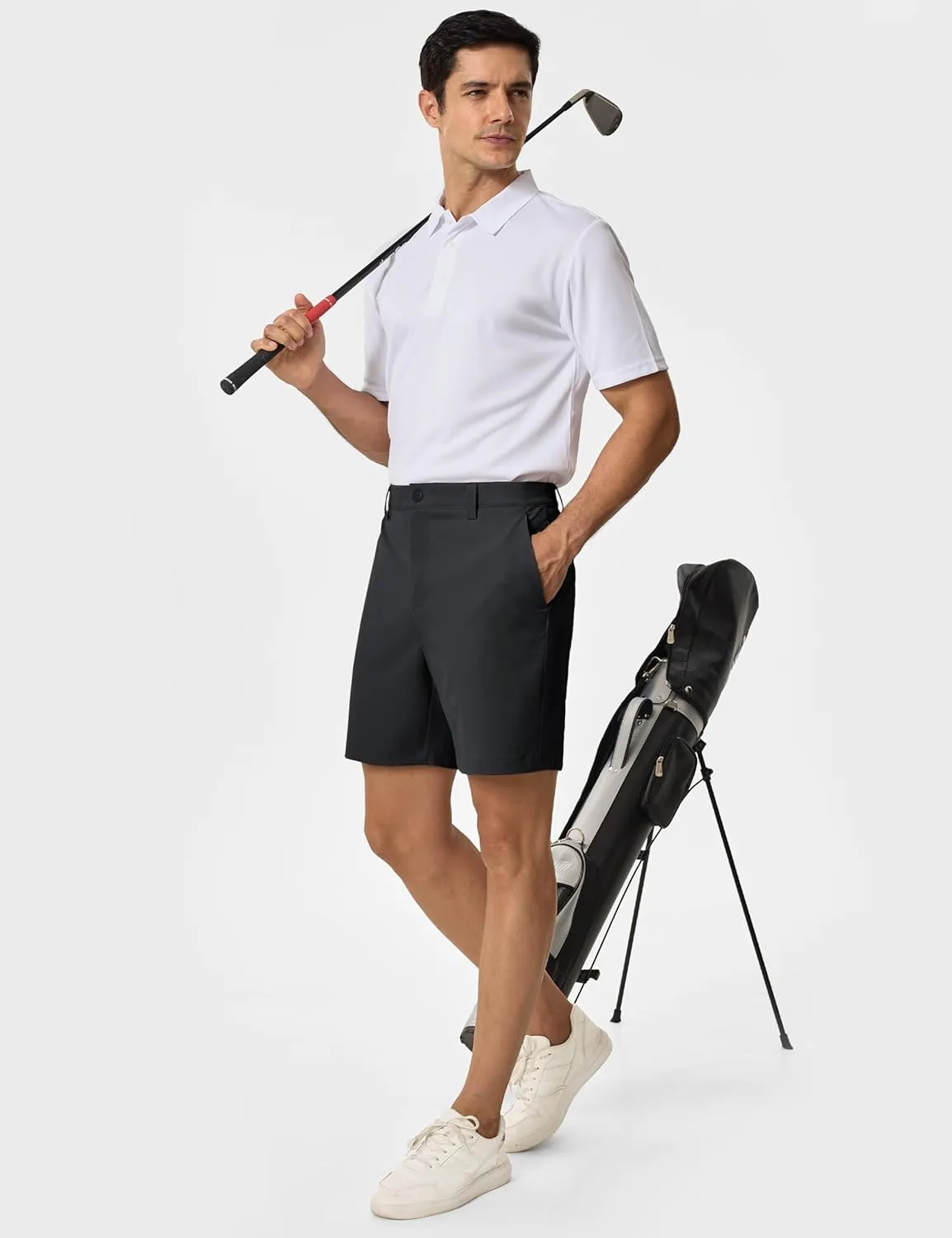 TACVASEN Men's 7" Golf Casual Shorts with 6 Pockets Stretch Lightweight Dress Work Short Flat Front Quick Dry for Summer
