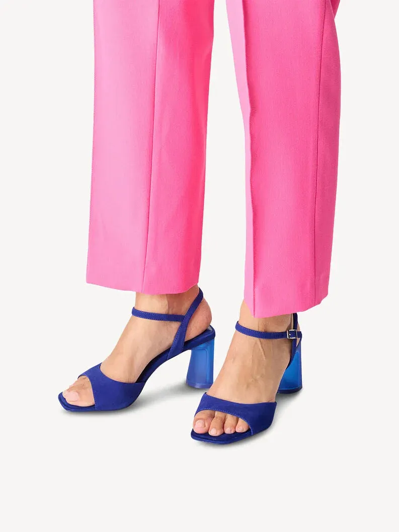 Tamaris Royal Blue Leather Heeled Sandal
