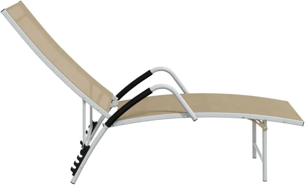 Tanning Chairs for Outside,Foldable Pool Chair,Sun Lounger Textilene and Aluminum CreamIdeal for Garden, Patio, Camping