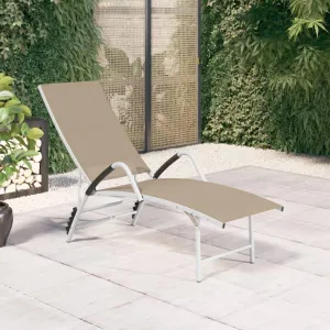Tanning Chairs for Outside,Foldable Pool Chair,Sun Lounger Textilene and Aluminum CreamIdeal for Garden, Patio, Camping