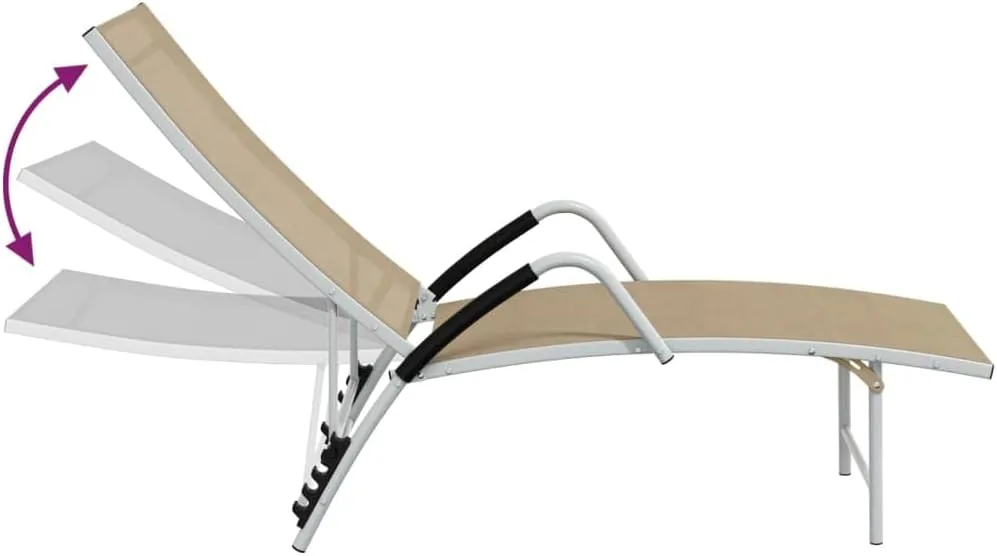 Tanning Chairs for Outside,Foldable Pool Chair,Sun Lounger Textilene and Aluminum CreamIdeal for Garden, Patio, Camping