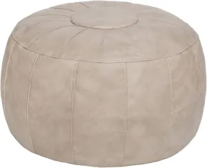 Thgonwid Unstuffed Moroccan Storage Pouf Foot Stool Ottoman Seat Handmade Faux Leather Bean Bag Floor Chair Foot Rest for Living Room, Bedroom or Balcony (Mushroom)