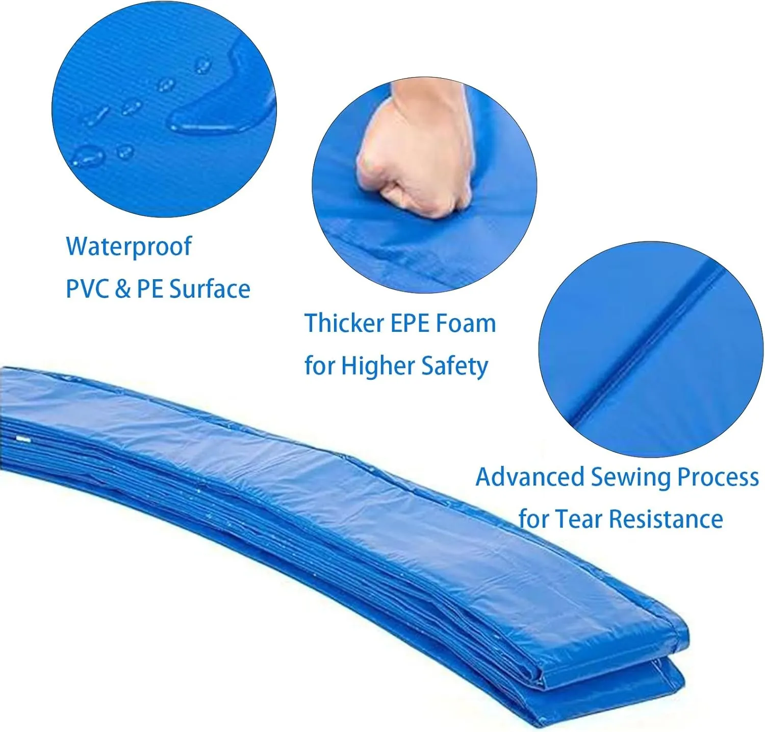 Trampoline Pad Replacement, Trampoline Pad 8ft 10ft 12ft 13ft 14ft Trampoline Spring Cover, UV Resistant Protector Mat, Round Spring Cover, Tear-Resistant Edge Protection(Blue,13ft)