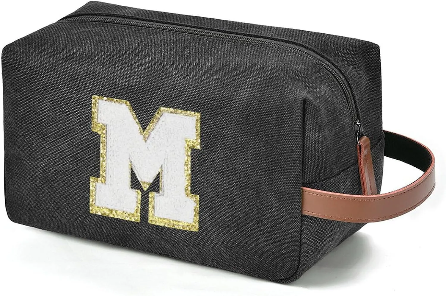 Travel Toiletry Bag for Men Initials - Graduation Gifts for Him, Personalized Shaving Kit Bag Hanging Dopp Kit - Travel Essentials, Bathroom Shower Bag for Toiletries Accessories Gifts for Men - M