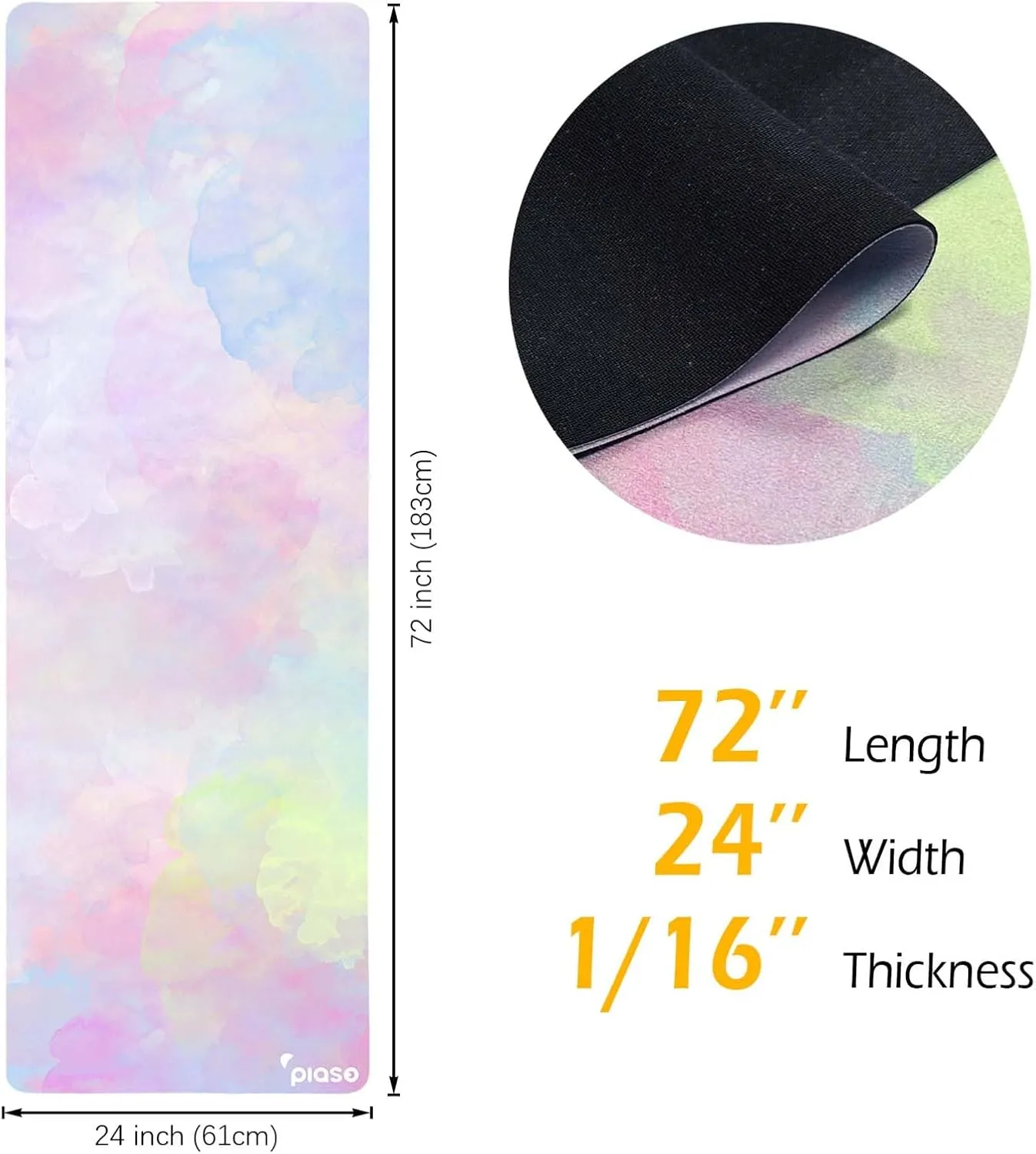 Travel Yoga Mat Non Slip, Pilates Fitness Mats, Eco Friendly 1.5mm Thick Yoga Mats for Women, Exercise Mats With Carry Bag