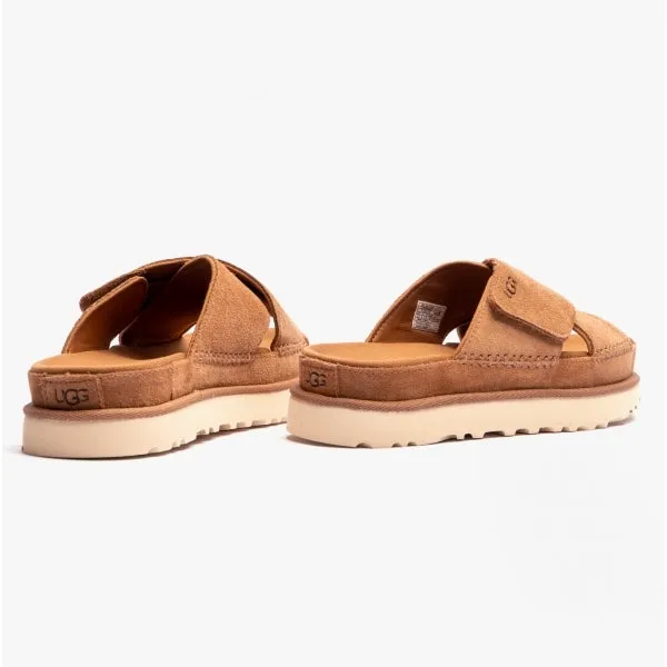 UGG GOLDENSTAR Womens Cross Slide Sandals Chestnut