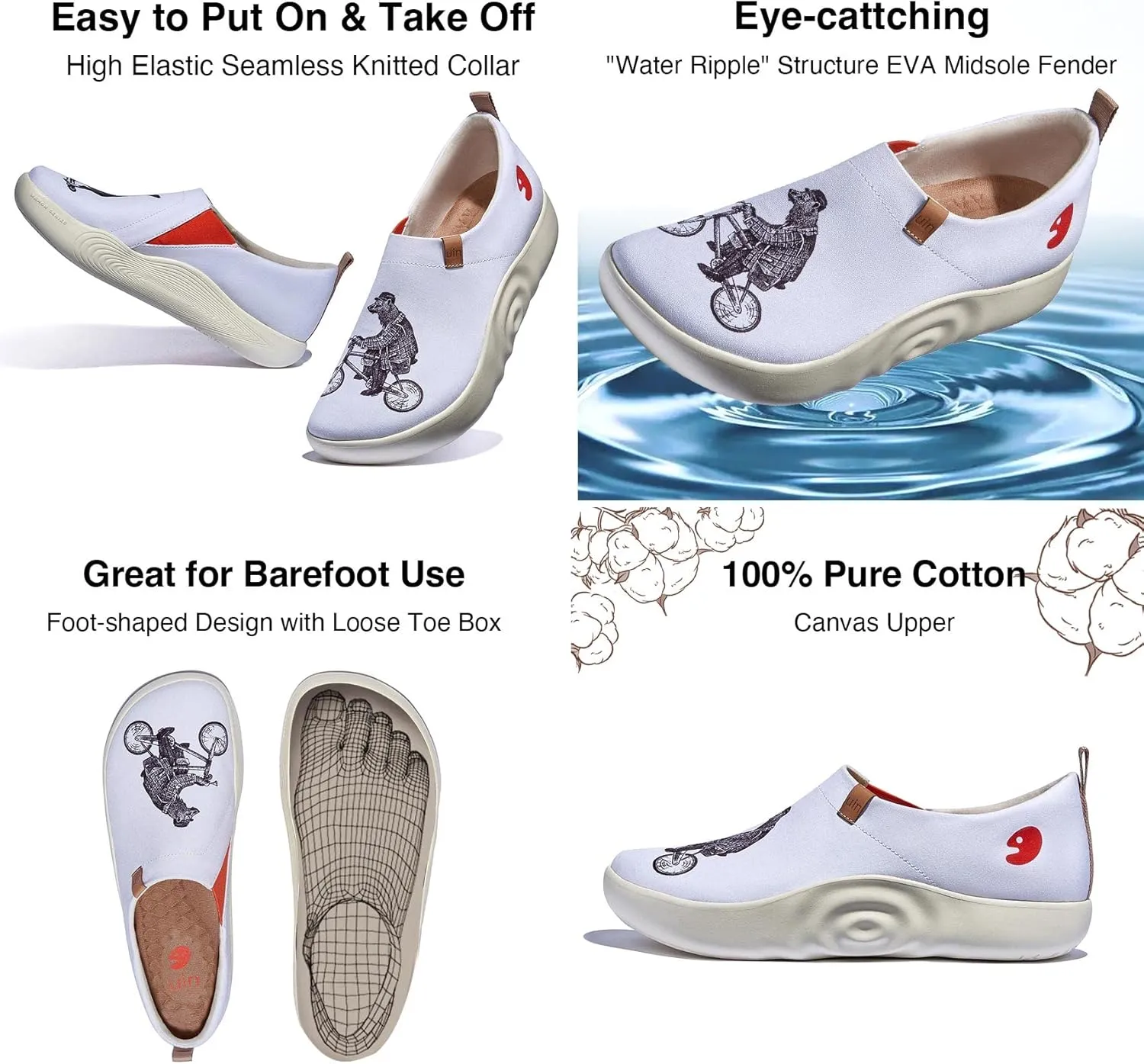 UIN Women's Walking Shoes Art Travel Slip On Casual Lightweight Fashion Sneaker Toledo Ⅹ