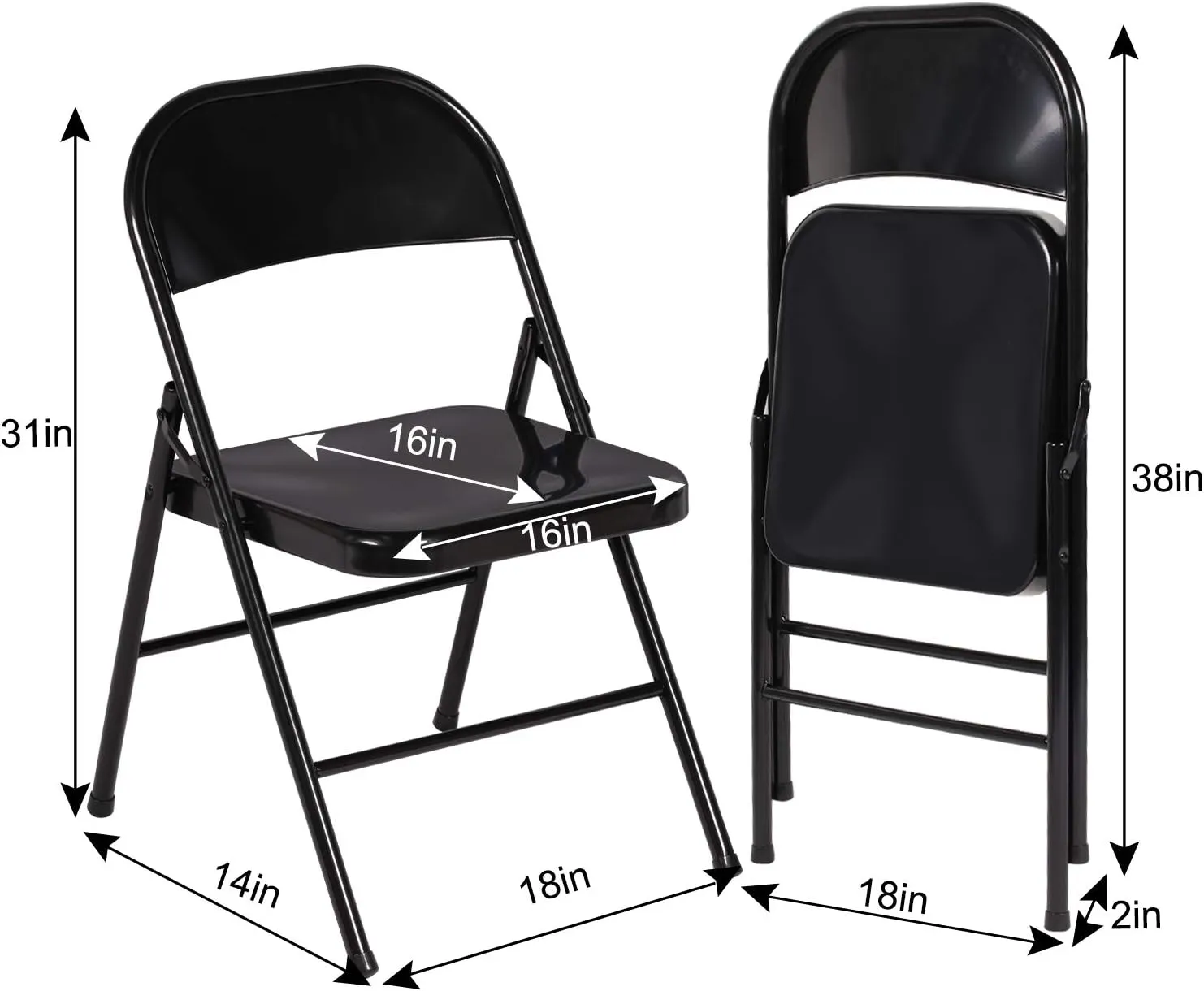 VECELO Metal Folding Chairs 4 Pack, Double Hinged Steel Frame Easy Foldable&Stackable for Office Kitchen Dinning Wedding Patio and Garden