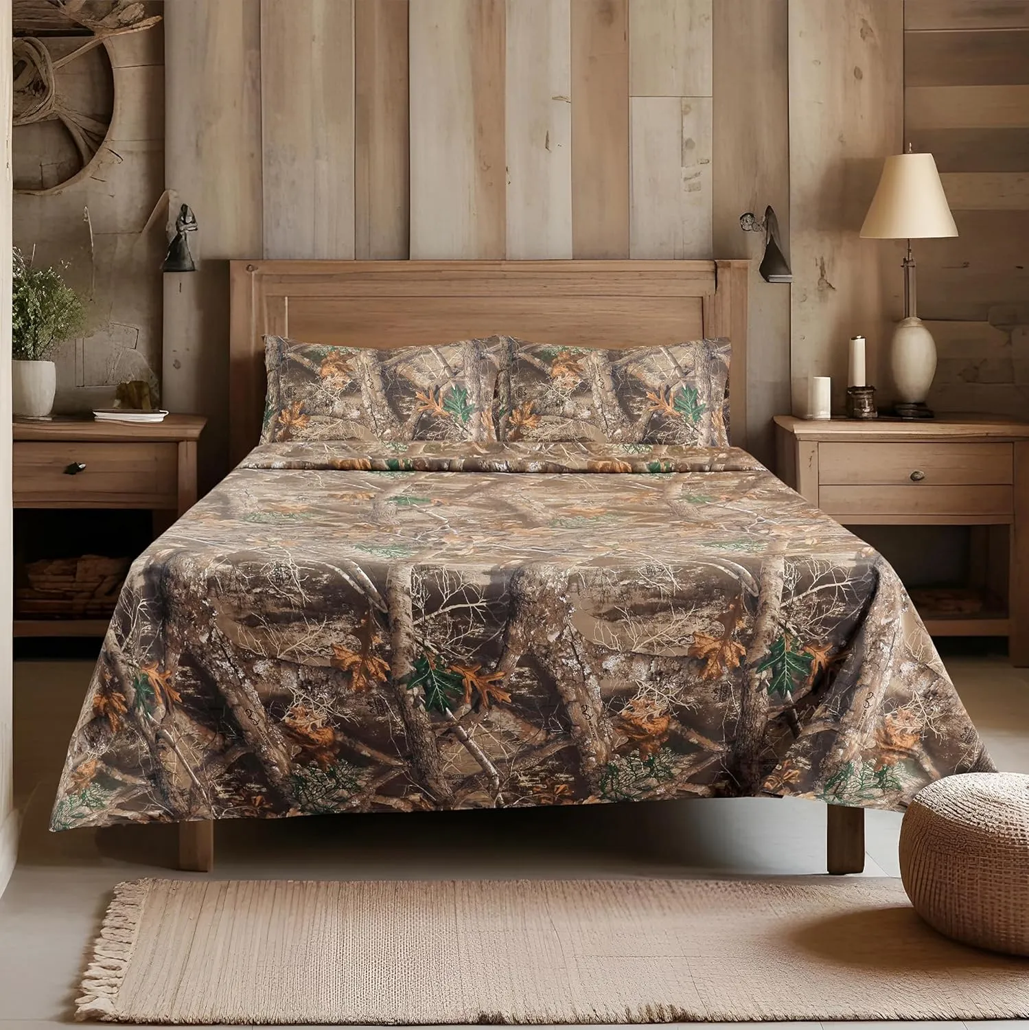 VISI-ONE Realtree Edge Queen Camo 4 Piece Sheet Set – Lightweight, Cooling, Wrinkle-Free Microfiber 15" Deep Pockets Sheets, Unisex Rustic Western Farmhouse Style Made to Complement All Living Spaces
