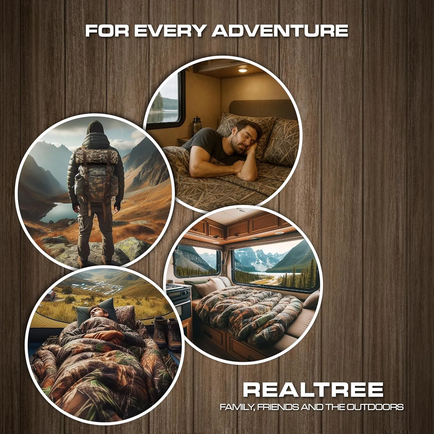 VISI-ONE Realtree Edge Queen Camo 4 Piece Sheet Set – Lightweight, Cooling, Wrinkle-Free Microfiber 15" Deep Pockets Sheets, Unisex Rustic Western Farmhouse Style Made to Complement All Living Spaces