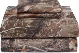 VISI-ONE Realtree Edge Queen Camo 4 Piece Sheet Set – Lightweight, Cooling, Wrinkle-Free Microfiber 15" Deep Pockets Sheets, Unisex Rustic Western Farmhouse Style Made to Complement All Living Spaces