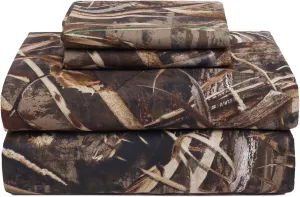 VISI-ONE RealTree Max-5 Queen Camo 4 Piece Sheet Set – Lightweight, Cooling, Wrinkle-Free Microfiber 15" Deep Pockets Sheets, Unisex Rustic Western Farmhouse Style Made to Complement all Living Spaces