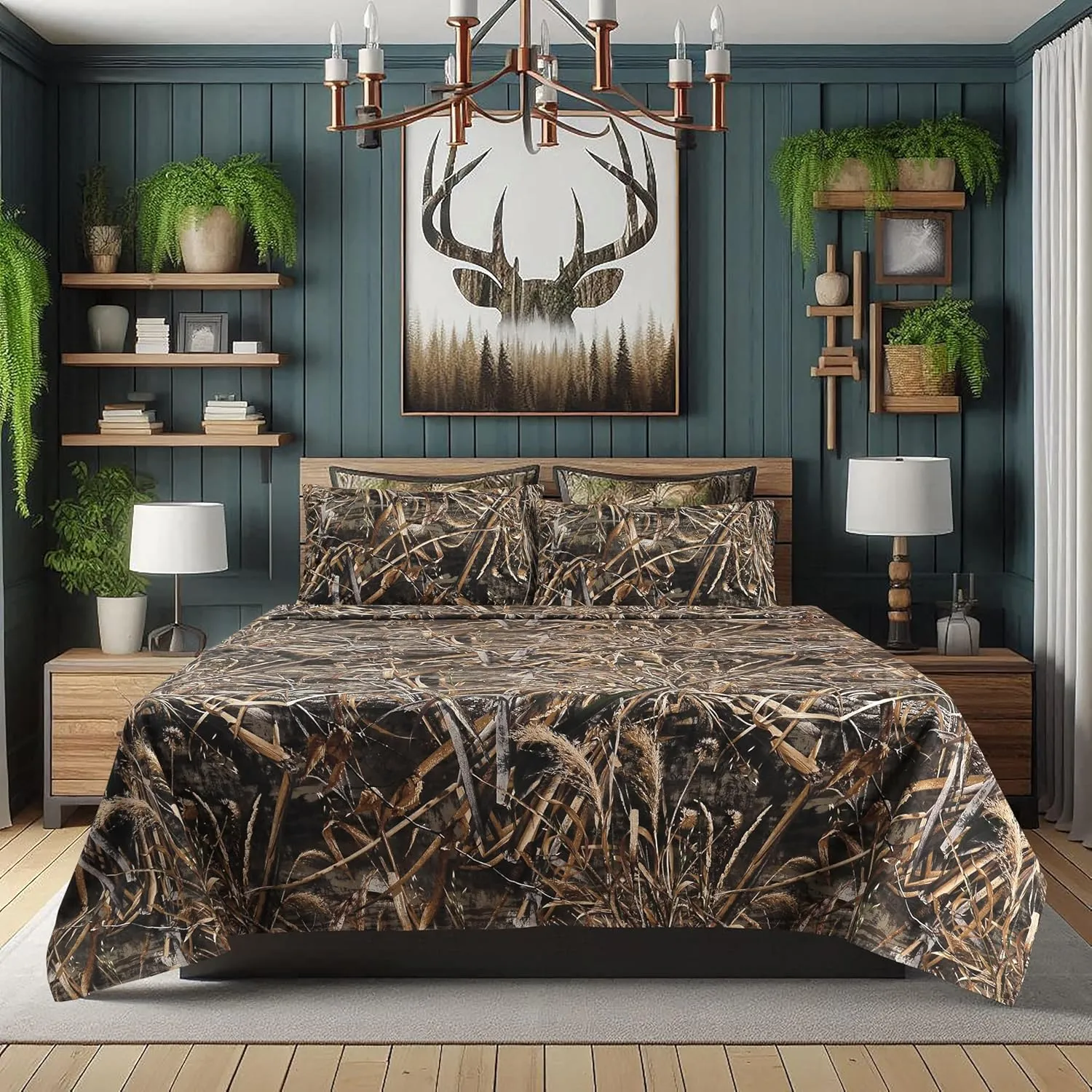 VISI-ONE RealTree Max-5 Queen Camo 4 Piece Sheet Set – Lightweight, Cooling, Wrinkle-Free Microfiber 15" Deep Pockets Sheets, Unisex Rustic Western Farmhouse Style Made to Complement all Living Spaces
