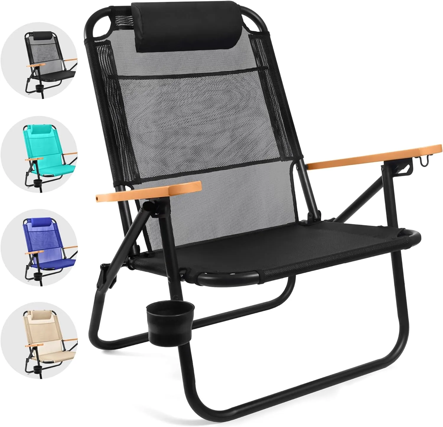 Water Buffalo Bondi Beach Chair – Backpack Beach Chair for Adults with Reclining Positions, Cup Holder & High Back Support