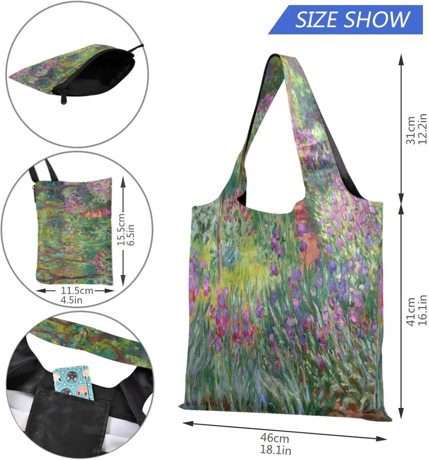 WIHVE Reusable Grocery Bag Foldable Shopping Tote Bag with Storage Pouch