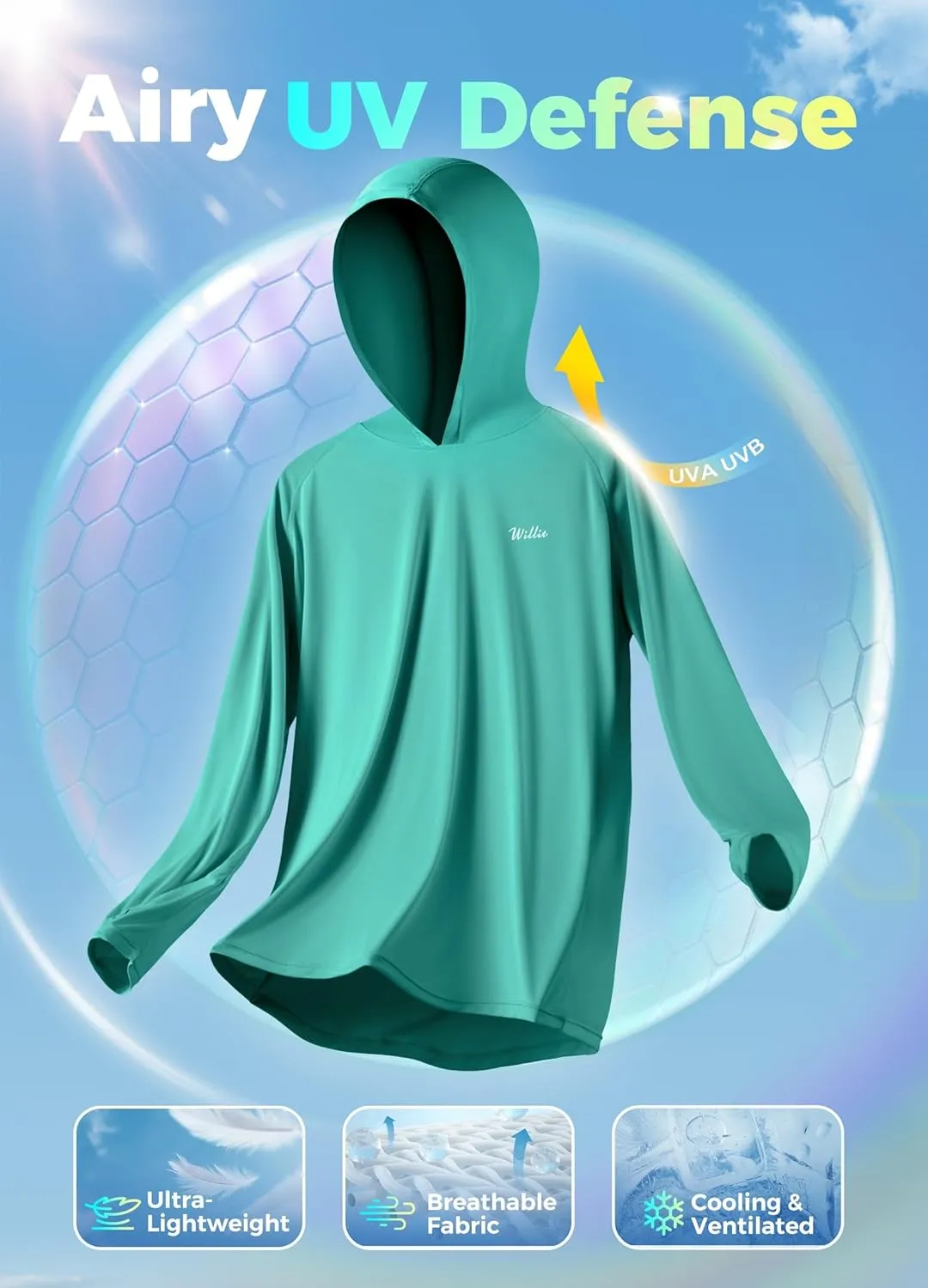 Willit Women's UPF 50  Sun Protection Hoodie SPF Shirt Long Sleeve Hiking Fishing Outdoor Shirt Lightweight Hoodie